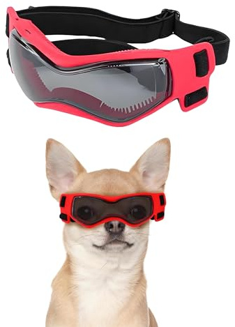 Kagoty Small Dog Goggles Small Breed, Small Dog Sunglasses UV Eye Protection for Medium Breed Dogs, Doggy Goggles Puppy Eyewear Glasses Pet Sunglasses, Red