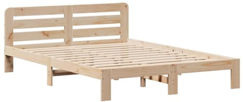 vidaXL Letto in Legno Massello di Pino 160x200 cm, Telaio con Giroletto, Mobili per Camera da Letto