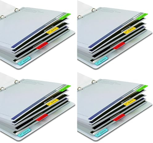 3L Fr 10522 - Sachet de 48 Onglets d'Indexation, Marque-Page, Index de Signalisation Adhésives Repositionnables 12 X 40mm, Couleurs Assorties (Lot de 4)
