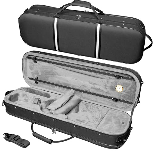 MI&VI Avanti Series Light Hard Violin Case (Full Size) ā Travel Violin Backpack Case for 4/4 Sized Violins, NF-5250 (Black)