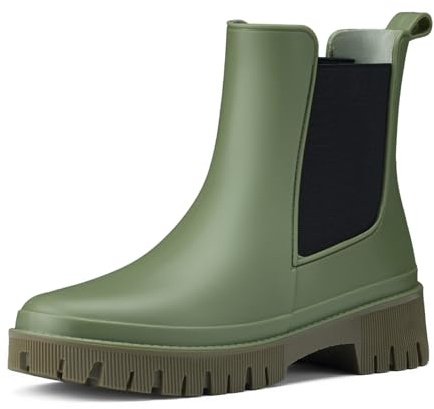 HISEA Women's Ankle Rain Boots, Waterproof Chelsea Garden Boots for Women, Short Fashion Rubber Shoes for Outdoor Farm Work
