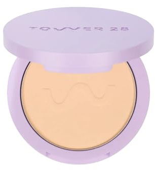 Tower 28 GetSet Pressed Setting Powder - Talc-Free Face Powder for Sensitive Skin with Kaolin Clay + Squalane - Brightens + Sets Face Makeup - Transfer/Sweat-Proof - Balboa Banana (0.35 oz)