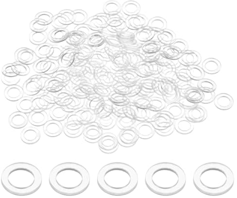 M METERXITY 100-Pack Flat Washers M5 PVC Washer Grommets, Clear Plain | Plastic, 5mm ID 8mm OD, Ring, Sealing, Spacer, Gasket, for Door Handle, Automotive, Bathroom Hardware Replacement