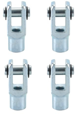 Ludom 4pcs M10x1.25 Right Hand Thread Clevis Fork End Long Joint Zinc Plated Steel Joint for Agricultural Construction Hydraulic Systems