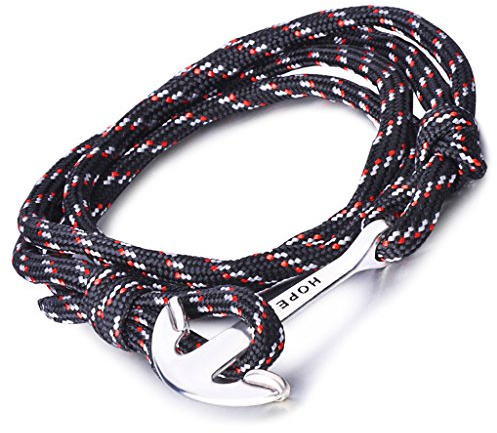 Infinite U Fashion Hope Sailor Anchor Womens Mens Wrap Bracelet Braided Colorful Nylon Rope Alloy Multilayer Charm Wristband Bangle