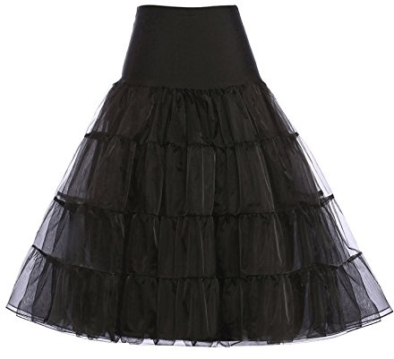 GRACE KARIN Women's Petticoat Vintage Skirts Tutu Crinoline Underskirt for Dress (Black,XXL)