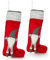 com-four® 2X Premium Weihnachtsstrumpf XXL - roter Nikolausstiefel zum Befüllen - Weihnachtssocke als Dekoration zum Aufhängen - Nikolausstrumpf 55 x 30 cm