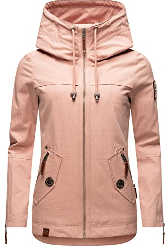 Navahoo Damen leichte Übergangsjacke mit Kapuze Wekoo Light Rose Dots Gr. M