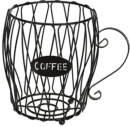 SOUJOY Coffee Pod Holder, K Cup Holder, Large Capacity Espresso Coffee Creamer Organizer Basket for Counter Coffee Bar, Coffee Pod Capsule Storage for K Cups, Black