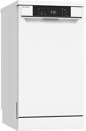 SHARP QW-NS1CF49EW-EN, 45 cm Freestanding, Dishwasher, 10 Place Settings, 2 Racks, Half Load Options, Active Drying, White Colour