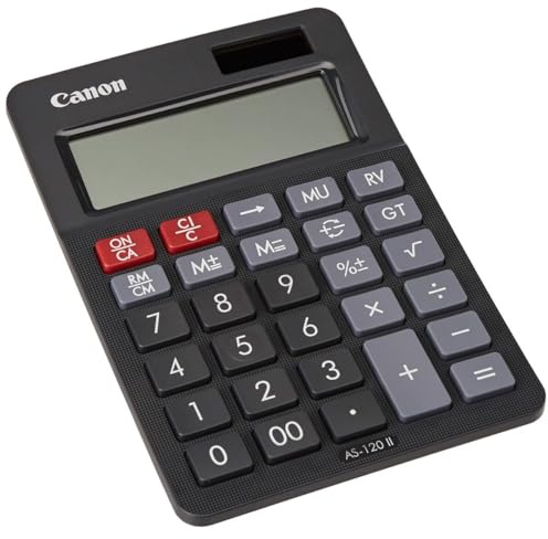 Canon AS-120 II Taschenrechner (Solar- und Batteriebetrieb, 12 Stellen) Schwarz