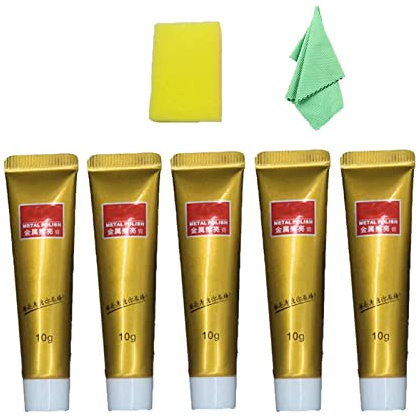 2022 Metal Polishing Paste All Metal Polish Cream,Ultimate Metal Polish Cream with Sponge and Towel,Rust Remover Paste Gel,Stainless Steel Cleaning Paste Powerful Cleaner for Metal Car Kitchen(5Pcs)