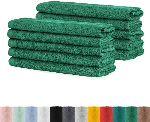 BaSaTex - Handtuch Set für Gäste 10er Pack - Frottee-Handtücher mit Aufhängeschlaufe aus weicher Baumwolle in 30x50cm - Waschtücher für Gäste Öko-Tex Standard 100 Zertifiziert - Smaragd