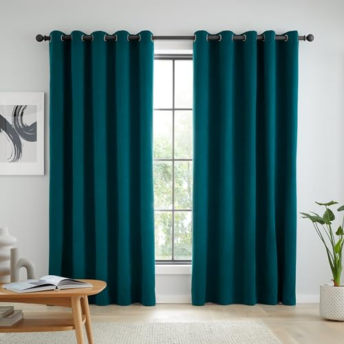 Catherine Lansfield Wilson Blackout Thermal 168x229cm Curtains Two Panels Green