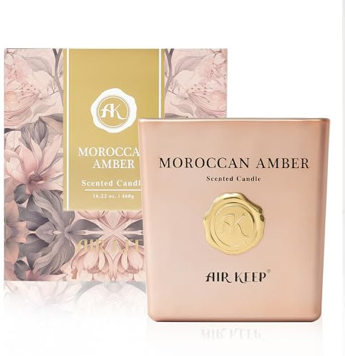Airkeep Candle Duftkerze Morrocan Amber, 460g Kerze mit langer Brenndauer bis zu 94 Stunden, Geschenke Kerze für Frauen Männer