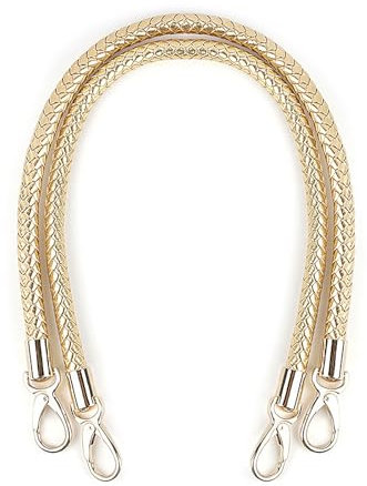 WANYI 2 Stück Taschenhenkel Leder 60CM Geflochtene Taschengriffe Taschenbügel Schultergurt Ersatzgriff für Tasche Umhängetaschen DIY Accessoire für Handtaschen mit 2 Gold Karabinerhaken (Gold)