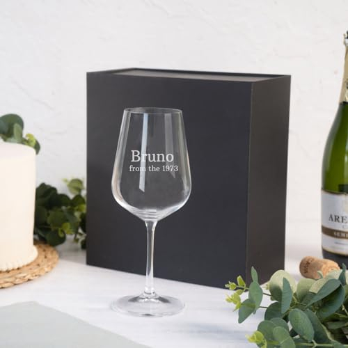 Wanapix | Copa de Vino Personalizada | Estuche de Regalo Incluido | Copa de Cristal Grabada para Vino | Con Nombre o Texto | Copa de Cristal | Solo Texto