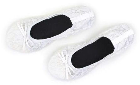 Women's Roll-Up Shoes for Weddings, Races and Special Occasions (White Lace) (White, UK Footwear Size System, Adult, Women, Numeric Range, Medium, 6, 7)