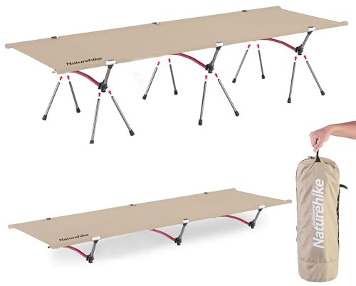 Naturehike Lettino da campeggio ultraleggero, regolabile in altezza e pieghevole, 150 kg di carico, letto portatile, ideale per campeggio, pausa pranzo in ufficio o letto