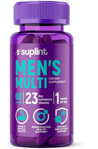 Multivitamines Homme – Complément Alimentaire Complet avec Vitamine A C D E B12, Zinc et Minéraux | Vitamines et Minéraux pour le Bien-Être Masculin | 60 Gélules Sans Gluten, Sans OGM (1 Pack)