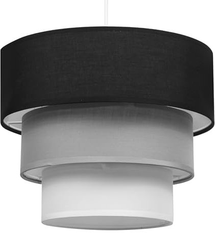 Giggi 3-Tier Fabric Lamp Shade, 30cm Easy-Fit Ceiling Light Shade, Non-Electrical Pendant Lampshades for Ceiling Lights, Lamp Shades for Table Lamps, Floor Lamps, Living Room, Bedroom (Neutral Trio)
