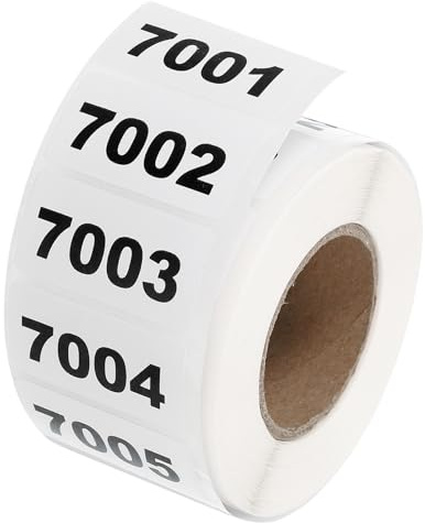 QUARKZMAN 1 Rollo De Etiquetas De Números De Inventario, 7001-8000 Etiquetas Numeradas Consecutivas Autoadhesivas Impermeables Para Clasificación De Almacenamiento (1.6x0.8 Pulgadas)