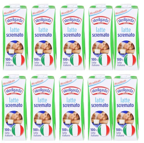 Sterilgarda Latte Scremato, 100% Latte Italiano, Microfiltrato, Confezione da 10 x 1L