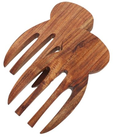 Ciieeo Lot de 2 couverts à salade en bois d'acacia naturel avec fourchette et cuillère pour mélanger les salades et les fruits avec prise en main confortable