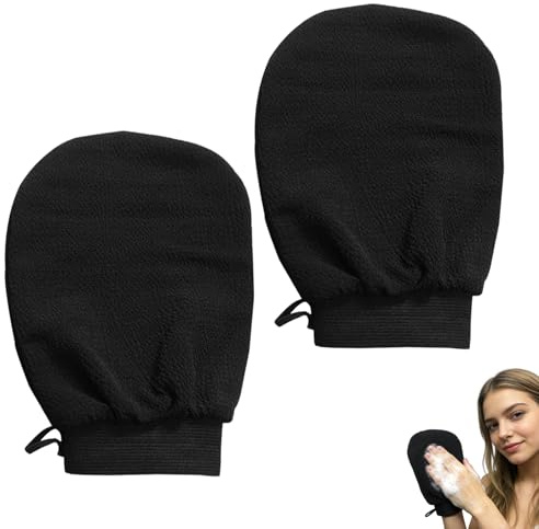 Guantes corporales exfoliantes de dos piezas para eliminar piel muerta, unisex, Aptos para ducha y exfoliación facial, Limpia profundamente los poros dejando la piel suave y tersa
