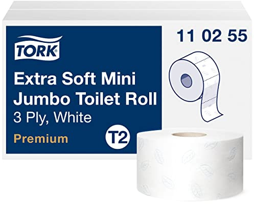 Tork Papier Toilette mini Jumbo extra-doux blanc T2, Premium, 3 plis, 12 x 120 m, 110255
