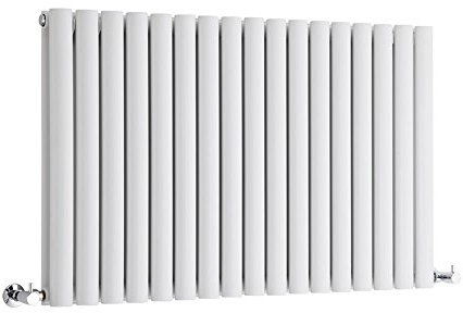 Milano Aruba White Horizontal Double Oval Panel Radiator - 635mm x 1000mm