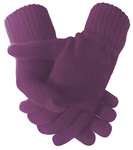 Ladies Super Soft Warm Fine Knit Thermal Winter Gloves (Purple)
