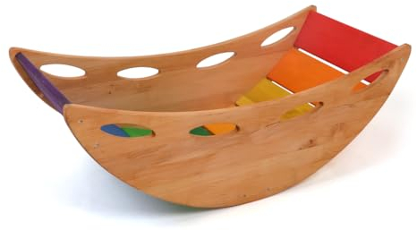 Bunte Baby-Wippe Regenbogen aus Holz | Vielseitige Kletterbrücke für Kinder als Wippe oder Kaufladen 8070