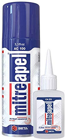 Mitreapel Colle Super Ca (1x25 gr) Avec Activateur D'Adhésif En Aérosol (1x100 ml) - Colle Cyanoacrylate Pour L'Artisanat Et La Construction|1 Paquet