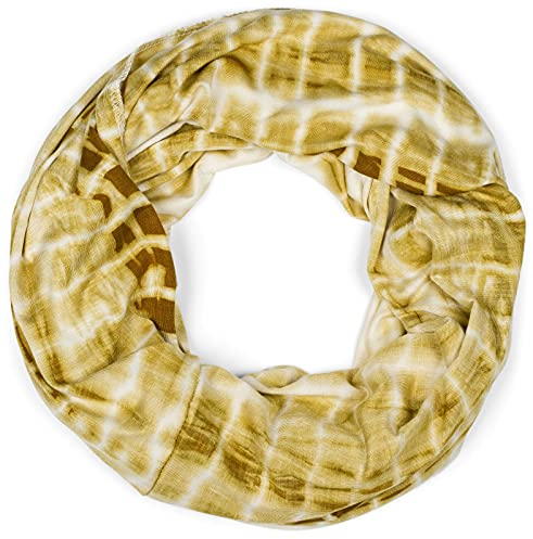 styleBREAKER Unisex Loop Schal mit Batik Streifen Muster Print, Leichter Schlauchschal Farbverlauf, Tuch 01016213, Farbe:Khaki-Weiß