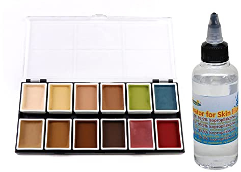 Airbrush Fengda Alcohol-based bodyPainting - Skin Illustrator FX - 12x Skin colors (12x8g) + Activator 100ml