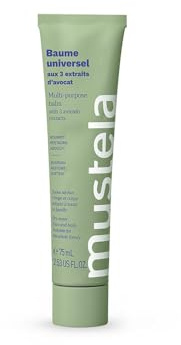 Mustela Crème Riche Multi-usages aux 3 Extraits d'Avocat, Corps, Bébé et Famille - Hydratation quotidienne des zones sèches, 99,7% d'ingrédients d'origine naturelle, Vegan (75ml)
