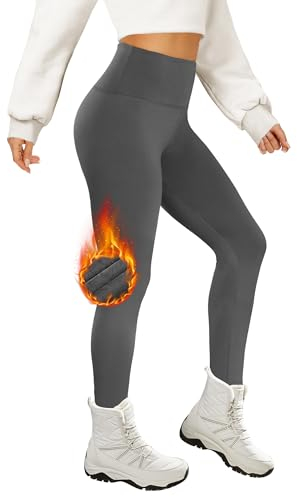 AMIYOYO Thermo Leggings Damen Gefütterte Thermoleggins für Winter High Waist Blickdicht Strumpfhose Mit Fleece Warm Kuschelig Elastisch Sport Leggins