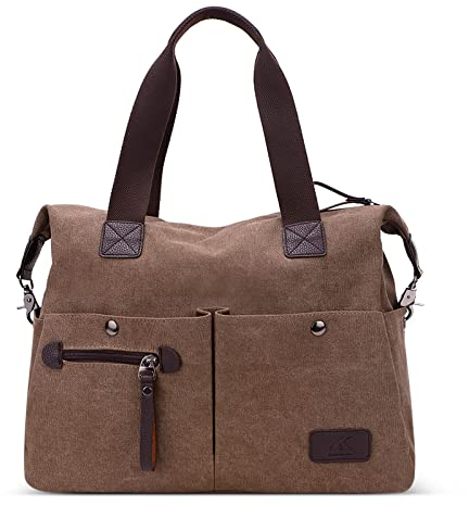 DIRRONA Mode Damen Canvas Handtasche Canvas Schultertasche Beiläufig Hobo Tasche Schule Einkaufen Multi Tasche Umhängetaschen Täglich Segeltuch Tasche Braun A