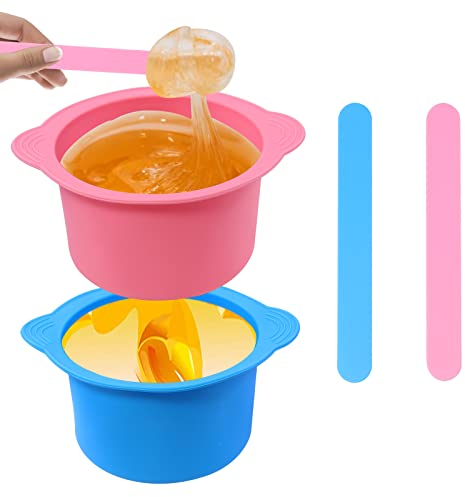 Yungeln 2 Stück Wachswärmer Ersatzschüssel Silicagel Antihaft Abnehmbare Wachsschalen mit 2 Stück Wachsspatel kompatibel mit Wachswärmer,Haarentfernung/Enthaarung Wachserwärmer.