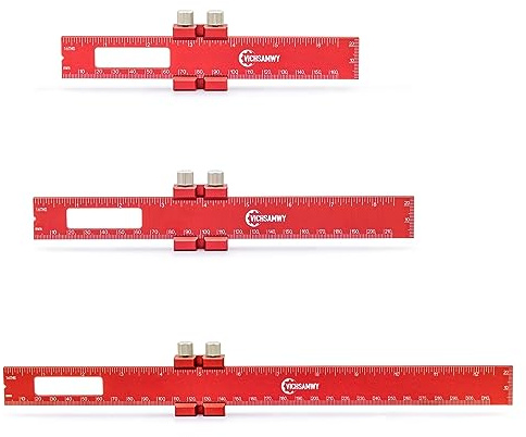 VICHSAMWY Precision Metal Slide Stop Scribing Ruler - 12, 8 & 6 Inch, Adjustable Measuring & Marking for Woodworking