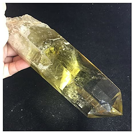 AZOOB Regenbogen-natürlicher roher Citrin-Quarz-Kristall, Spitze, gelber Edelstein-Stab, wunderschön ERTEYIN