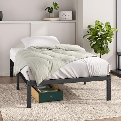 Zinus Elias Cama 90 x 190 cm - 36 cm de Altura con Almacenamiento Debajo de la Cama - Marco de Plataforma de Metal - Negro