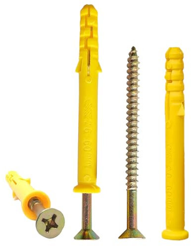 160 Pcs Wall Plugs for Brick,80 x M4*60 Masonry Self Tapping Screws,80 x M6*60 Expansion Pipe Anchor Bolts,Raw Plugs for Brick Wall,Heavy Duty Wood Screws and Wall Plug Kit for Concrete Drywall