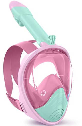 Maschera da snorkeling per bambini, attrezzatura da snorkeling con sistema sicuro di respirazione liscia, anti-appannamento, a prova di perdite, ampia visuale, set da snorkeling con supporto