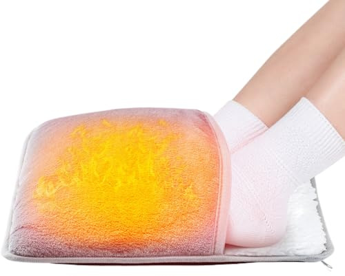 Chauffe-pieds électrique doux – Coussin chauffant rapide avec housse en peluche, solution de réchauffement confortable | Tapis chauffant confortable pour se reposer à la maison, dans la chambre, au bu