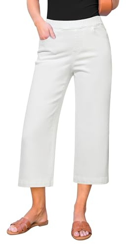 Roskiky Wide Leg Pants for Women UK Ladies Jeans Cream White M