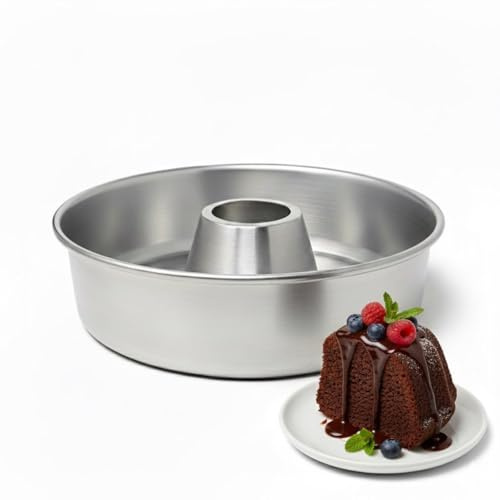 Genérico Molde Savarin 26 cm en Aluminio – Horneado Profesional, Antiadherente Natural, Cocción Uniforme con Tubo Central – Ideal Pasteles de Ángel, Bizcochos Esponjosos y Postres Caseros Premium