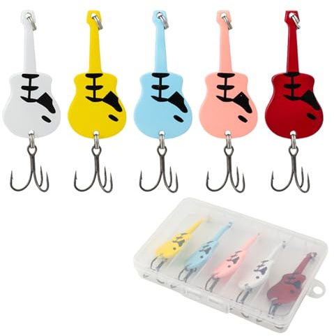 Generic 5 pezzi di esche da pesca in metallo con scatola per tackle, spoonbait, wobbler, wobbler per trota, pesce persico, luccio, pesce persico