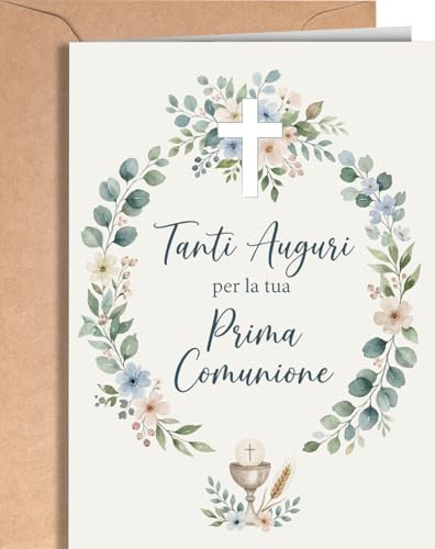 Greeting Cards for Everyone Biglietto Prima Comunione per Bambina o Bambino – Bomboniere Comunione con Porta Soldi, Biglietto di Auguri Religioso da Parte dei Genitori - EU 314
